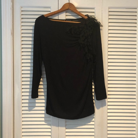 Anne Klein Top with Chiffon Feather Detail - Picture 3 of 5